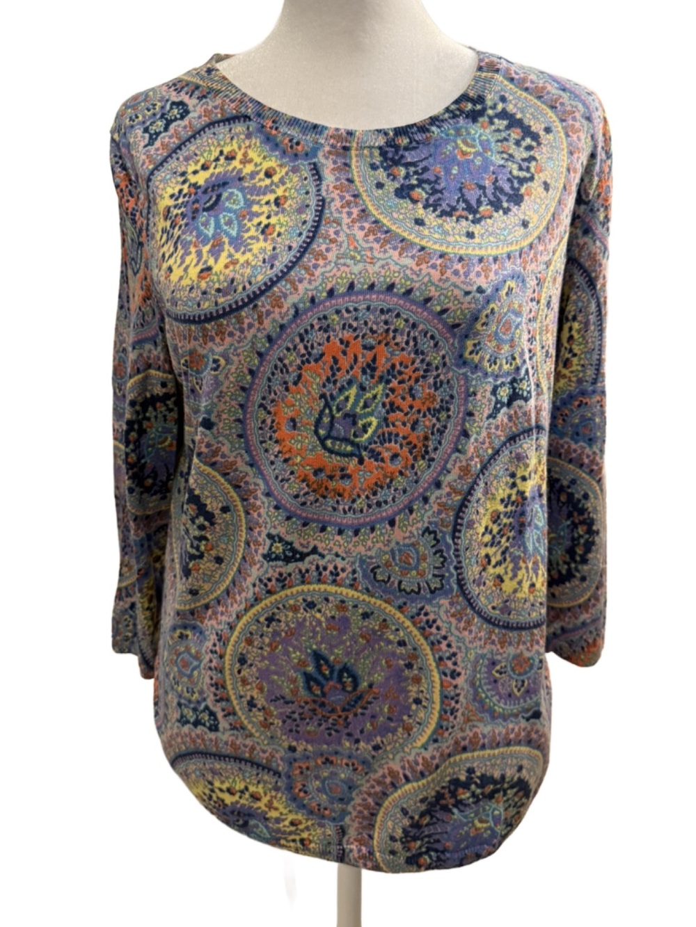 Talbots Colorful Paisley Medallion Print Sweater. SP